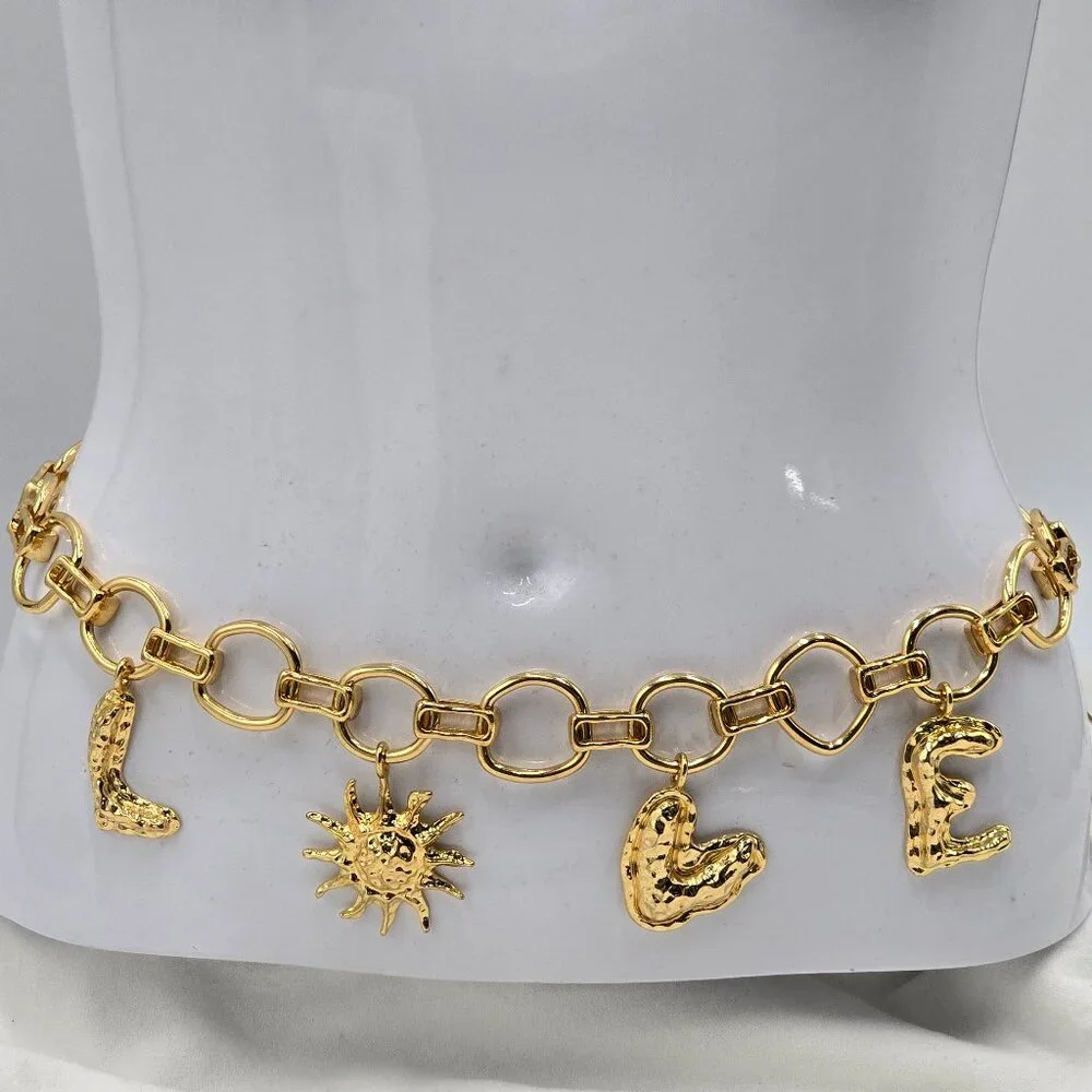 Zara LOVE Charms Gold Chain Belt - NWT